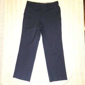 Paul Stuart Italian Wool Dress Pants Navy Blue Flat Front 36x31